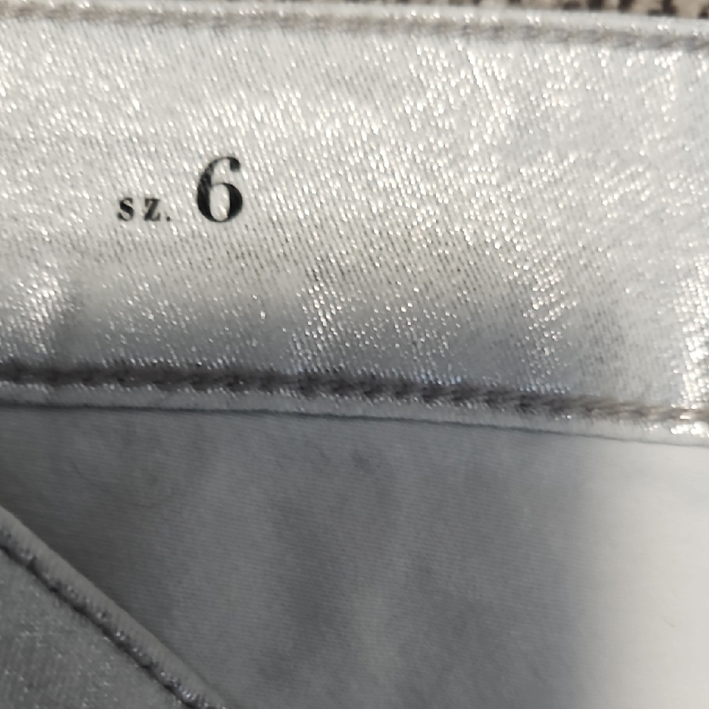 White House Black Market Shimmering Silver Skinny Jeans - Picture 5 of 7